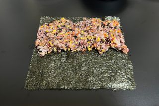 해풀잎 누구나 김밥*1ea [(혼합야채 35g *1ea,  김밥김 (5g, 5ea),  양념간장 (6g, 5ea), 참기름(5g, 2ea)] — 5점을 준 리뷰어가 2022년 10월 올린 사용 사진
