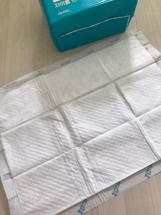 아베크 펫 와이드 프리미엄 대형 애견 강아지 배변 패드 30매 1팩 80g — 5점을 준 리뷰어가 2021년 7월 올린 사용 사진
