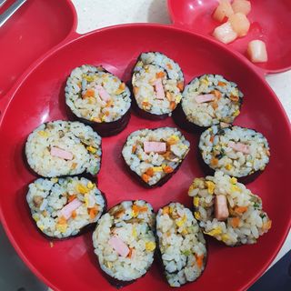 해풀잎 누구나 김밥*1ea [(혼합야채 35g *1ea,  김밥김 (5g, 5ea),  양념간장 (6g, 5ea), 참기름(5g, 2ea)] — 4.5점을 준 리뷰어가 2022년 5월 올린 사용 사진