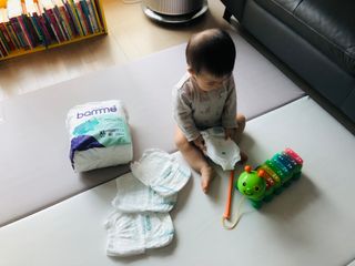 오브맘 밤 프리미엄 아기 기저귀 팬티형 밴드형 — 4.5점을 준 리뷰어가 2021년 1월 올린 사용 사진