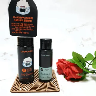 코스모먼트 부스티모 부스팅샴푸60ml + 비듬세정 진정샴푸50ml — 5점을 준 리뷰어가 2021년 11월 올린 사용 사진