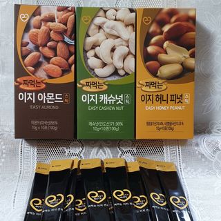 짜먹는 이지견과 짜먹는 이지아몬드, 짜먹는 이지허니피넛, 짜먹는 이지캐슈넛 각 10g X  10포 — 5점을 준 리뷰어가 2021년 2월 올린 사용 사진