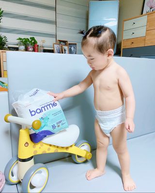오브맘 밤 프리미엄 아기 기저귀 팬티형 밴드형 — 4점을 준 리뷰어가 2021년 1월 올린 사용 사진