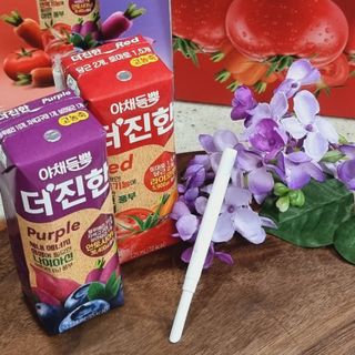 [롯데칠성] 야채듬뿍 더'진한 [롯데칠성] 야채는 이제 COLORFULL! 야채듬뿍  더 진한 레드 4개 +퍼플 4개 (총 8개) — 5점을 준 리뷰어가 2023년 6월 올린 사용 사진