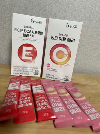 인디닥터 면역 생생 핑크 이뮨 젤리 + 타이탄 BCAA 프로틴 젤리스틱 — 4점을 준 리뷰어가 2022년 3월 올린 사용 사진