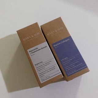 마리엔메이 히알루로닉스 세럼 ,나이아신아마이드 모과 세럼, 마린콜라겐 세럼, 청귤 흰목이버섯 추출물 세럼 — 5점을 준 리뷰어가 2021년 10월 올린 사용 사진