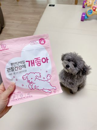 My Pet Care 천연단백질 관절건강에 개좋아 — 5점을 준 리뷰어가 2021년 2월 올린 사용 사진