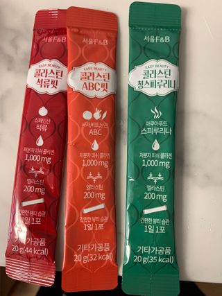 서울에프엔비 콜라스틴 3종 뷰티젤리스틱 45입 [ABC핏 15입 /  석류핏 15입 / 청스피루리나 15입] — 5점을 준 리뷰어가 2021년 7월 올린 사용 사진