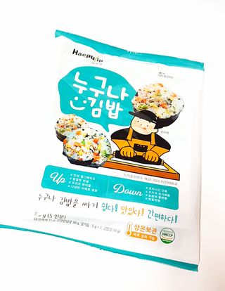 해풀잎 누구나 김밥*1ea [(혼합야채 35g *1ea,  김밥김 (5g, 5ea),  양념간장 (6g, 5ea), 참기름(5g, 2ea)] — 4점을 준 리뷰어가 2022년 7월 올린 사용 사진
