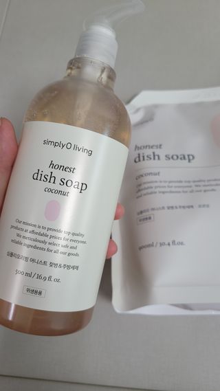 심플리오리빙 어니스트 주방세제 본품 500ml + 리필 900ml (코코넛향) — 4.5점을 준 리뷰어가 2022년 6월 올린 사용 사진