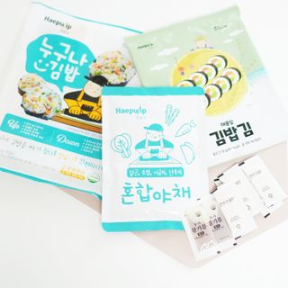 해풀잎 누구나 김밥*1ea [(혼합야채 35g *1ea,  김밥김 (5g, 5ea),  양념간장 (6g, 5ea), 참기름(5g, 2ea)] — 5점을 준 리뷰어가 2022년 10월 올린 사용 사진