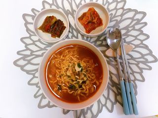 [풀무원] 자연은맛있다 정면, 백면, 홍면  세트 — 5점을 준 리뷰어가 2021년 4월 올린 사용 사진