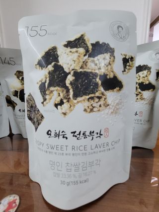 오희숙 전통부각 명인 찹쌀김부각, 찹쌀다시마부각, 황태껍질튀각 총 6봉 — 5점을 준 리뷰어가 2021년 6월 올린 사용 사진