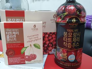 자연에온 몽모랑시 타트체리 3종 세트 구성 - 저분자콜라겐젤리, NFC 착즙주스 — 5점을 준 리뷰어가 2021년 7월 올린 사용 사진