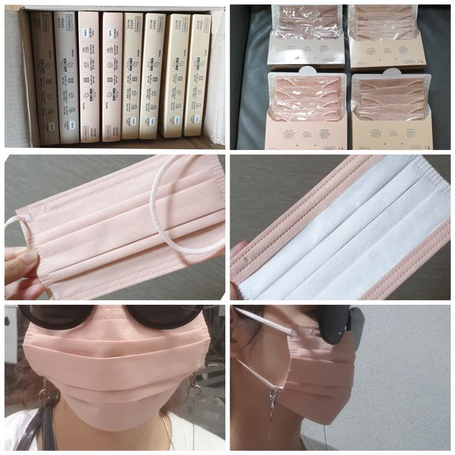 [애니가드] 센스 메베 베이지 컬러 사각 마스크 5P 리뷰 사진