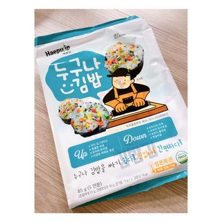 해풀잎 누구나 김밥*1ea [(혼합야채 35g *1ea,  김밥김 (5g, 5ea),  양념간장 (6g, 5ea), 참기름(5g, 2ea)] — 4.5점을 준 리뷰어가 2022년 7월 올린 사용 사진