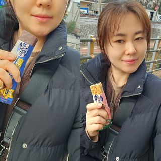 이지프로틴바 3종x각 2ea (고단백질바, 멀티단백질바, 식물성단백질바) — 4.5점을 준 리뷰어가 2024년 2월 올린 사용 사진