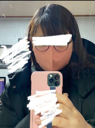 애니가드 셋업마스크 4컬러 각 10매입 [크리미베이지, 캐시미어로즈, 초콜렛브라운, 미드나잇네이비] — 3점을 준 리뷰어가 2022년 2월 올린 사용 사진