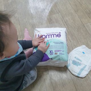 오브맘 밤 프리미엄 아기 기저귀 팬티형 밴드형 — 5점을 준 리뷰어가 2020년 12월 올린 사용 사진