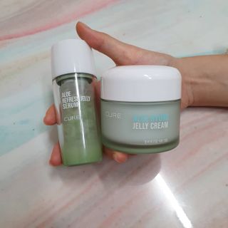 김정문알로에 큐어 큐어 알로에 리프레쉬 젤리 세럼, 큐어 알로에 하이드로 젤리 크림 — 5점을 준 리뷰어가 2021년 2월 올린 사용 사진