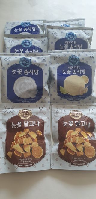 딜라이트 프로젝트  달콤한 눈꽃 간식세트( 눈꽃 솜사탕 / 레몬라임 솜사탕 / 달고나 총 7EA+스마트톡 증정) — 5점을 준 리뷰어가 2022년 5월 올린 사용 사진