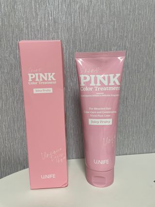 [유니프] 헤어 샤이니 핑크 컬러 트리트먼트240g — 4점을 준 리뷰어가 2023년 10월 올린 사용 사진
