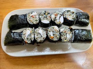 해풀잎 누구나 김밥*1ea [(혼합야채 35g *1ea,  김밥김 (5g, 5ea),  양념간장 (6g, 5ea), 참기름(5g, 2ea)] — 5점을 준 리뷰어가 2022년 5월 올린 사용 사진