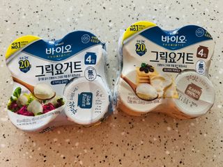 매일바이오 그릭요거트 오리지널 플레인 4개, 로스터리 커피믹스 4개 — 4.5점을 준 리뷰어가 2021년 12월 올린 사용 사진