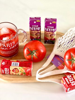 [롯데칠성] 야채듬뿍 더'진한 [롯데칠성] 야채는 이제 COLORFULL! 야채듬뿍  더 진한 레드 4개 +퍼플 4개 (총 8개) — 4.5점을 준 리뷰어가 2023년 6월 올린 사용 사진