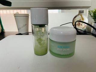김정문알로에 큐어 큐어 알로에 리프레쉬 젤리 세럼, 큐어 알로에 하이드로 젤리 크림 — 5점을 준 리뷰어가 2021년 3월 올린 사용 사진