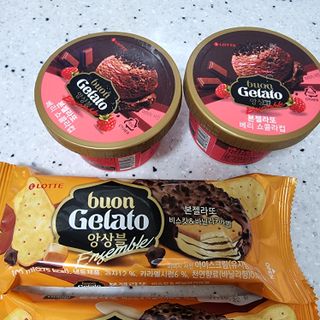 롯데제과 본젤라또 비스킷&바닐라카라멜바, 본젤라또 베리쇼콜라컵 — 4점을 준 리뷰어가 2021년 11월 올린 사용 사진