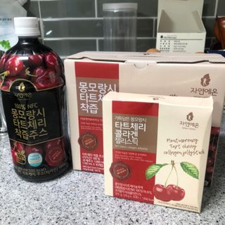 자연에온 몽모랑시 타트체리 3종 세트 구성 - 저분자콜라겐젤리, NFC 착즙주스 — 5점을 준 리뷰어가 2021년 7월 올린 사용 사진