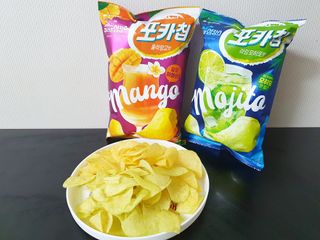 2022 오리온 여름한정판 초코파이 수박 / 포카칩 훌라망고맛 / 포카칩 라임모히또맛 — 5점을 준 리뷰어가 2022년 7월 올린 사용 사진