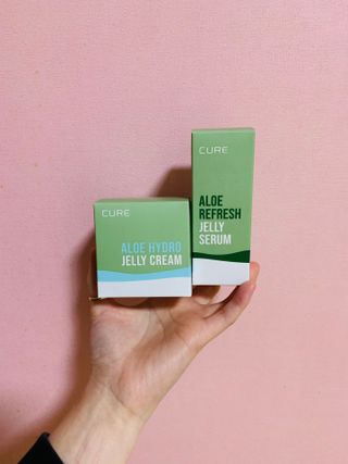김정문알로에 큐어 큐어 알로에 리프레쉬 젤리 세럼, 큐어 알로에 하이드로 젤리 크림 — 5점을 준 리뷰어가 2021년 4월 올린 사용 사진