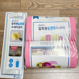위케어 일회용 향균 수세미 50매 2롤 세트 총 100매 Pink — 4점을 준 리뷰어가 2021년 2월 올린 사용 사진