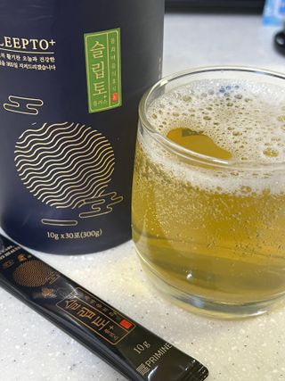 프리마인 자체 기업부설 연구소에서 찾아낸 건강한 수면의 비밀.  슬립토 플러스 30포 — 4점을 준 리뷰어가 2023년 5월 올린 사용 사진