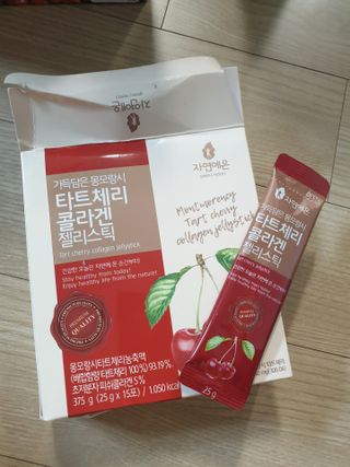 자연에온 몽모랑시 타트체리 3종 세트 구성 - 저분자콜라겐젤리, NFC 착즙주스 — 5점을 준 리뷰어가 2021년 7월 올린 사용 사진