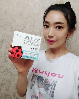 아임오 그날 전 보라지유 100퍼센트 + 아임오 유기농 순면 롱 팬티라이너 20P + 쿠폰북 — 5점을 준 리뷰어가 2021년 7월 올린 사용 사진