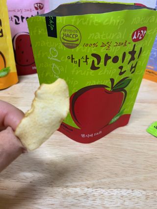 아비삭과일칩 5종 /딸기,사과,배,귤,무화과 5종 — 3점을 준 리뷰어가 2021년 4월 올린 사용 사진