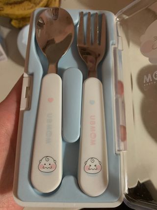 유비맘 스푼포크 케이스 세트 1+1 _컬러랜덤 발송 — 3점을 준 리뷰어가 2020년 12월 올린 사용 사진