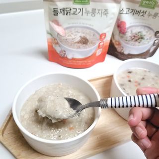 상하키친 소고기버섯 누룽지죽 / 들깨닭고기 누룽지죽 — 5점을 준 리뷰어가 2021년 10월 올린 사용 사진