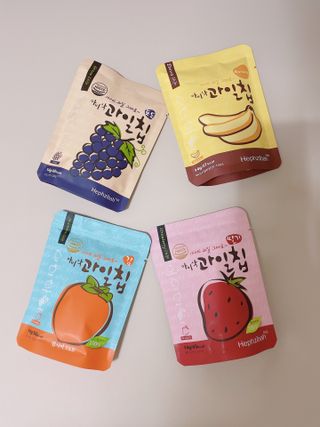 아비삭 과일칩 딸기, 감, 포도, 바나나 4종 — 5점을 준 리뷰어가 2021년 8월 올린 사용 사진