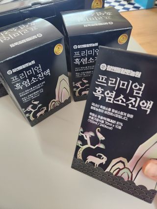 참앤들황토농원 국내산 흑염소를 정성스럽게 담은, 프리미엄 흑염소 진액 70ml x 30포 1박스 — 5점을 준 리뷰어가 2022년 12월 올린 사용 사진