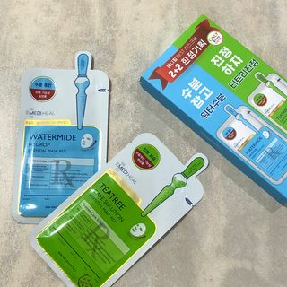 메디힐 올리브영 1등 마스크팩 워터마이드팩 2매 + 티트리팩 2매 기획세트 — 5점을 준 리뷰어가 2021년 3월 올린 사용 사진