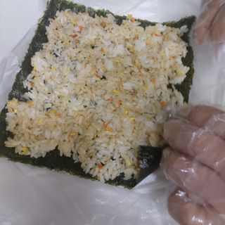 해풀잎 누구나 김밥*1ea [(혼합야채 35g *1ea,  김밥김 (5g, 5ea),  양념간장 (6g, 5ea), 참기름(5g, 2ea)] — 3.5점을 준 리뷰어가 2022년 7월 올린 사용 사진