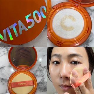 광동생활건강 MF[광동] 비타500✨주름개선·미백·SPF50+🌞퍼펙트쉴드 빅 선쿠션 본품 — 5점을 준 리뷰어가 2024년 5월 올린 사용 사진
