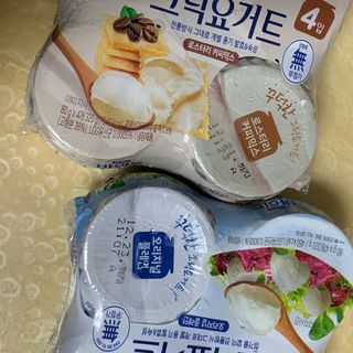 매일바이오 그릭요거트 오리지널 플레인 4개, 로스터리 커피믹스 4개 — 3.5점을 준 리뷰어가 2021년 12월 올린 사용 사진