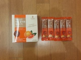 자연에온 핑크 자몽 착즙 100mL 10개입 1BOX +가 득담은 자몽 콜라겐 젤리스틱 1BOX — 5점을 준 리뷰어가 2021년 7월 올린 사용 사진