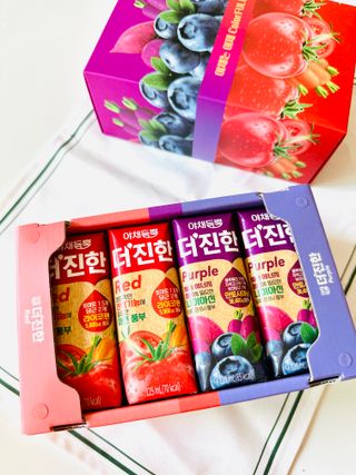 [롯데칠성] 야채듬뿍 더'진한 [롯데칠성] 야채는 이제 COLORFULL! 야채듬뿍  더 진한 레드 4개 +퍼플 4개 (총 8개) — 5점을 준 리뷰어가 2023년 6월 올린 사용 사진