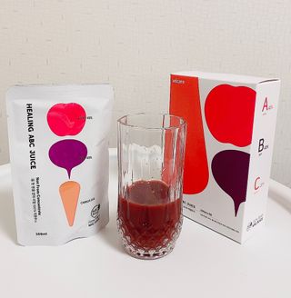 위케어 힐링 ABC주스 3포 비농축착즙 국내산 재료 사용 사과 레드비트 당근 — 4점을 준 리뷰어가 2021년 4월 올린 사용 사진